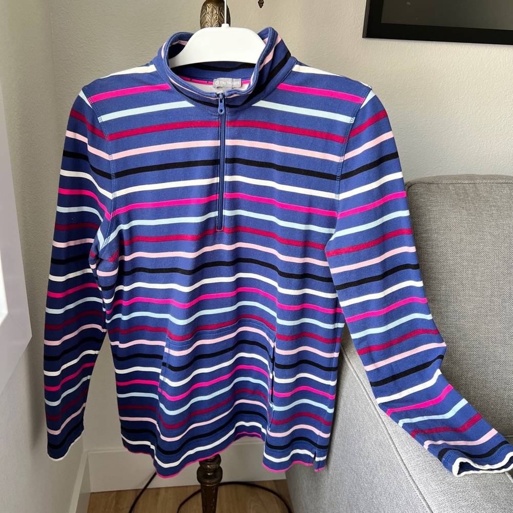 Talbots Striped multi colored  Half-Zip Pullover